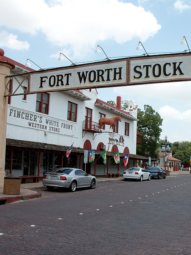 A view of the entrance to the Fort Worth stockyards.